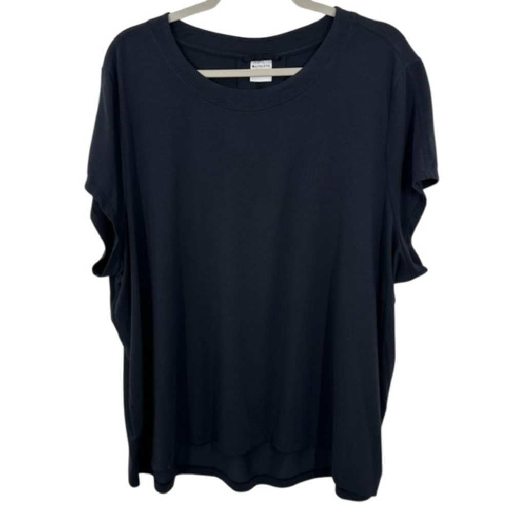 Athleta Zephyr Tee Womens 1X Dark Gray Cap Sleeve Crew Neck Activewear‎ Modal